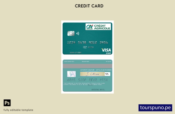 listo para imprimir plantilla de tarjeta de débito visa France Credit Agricole B